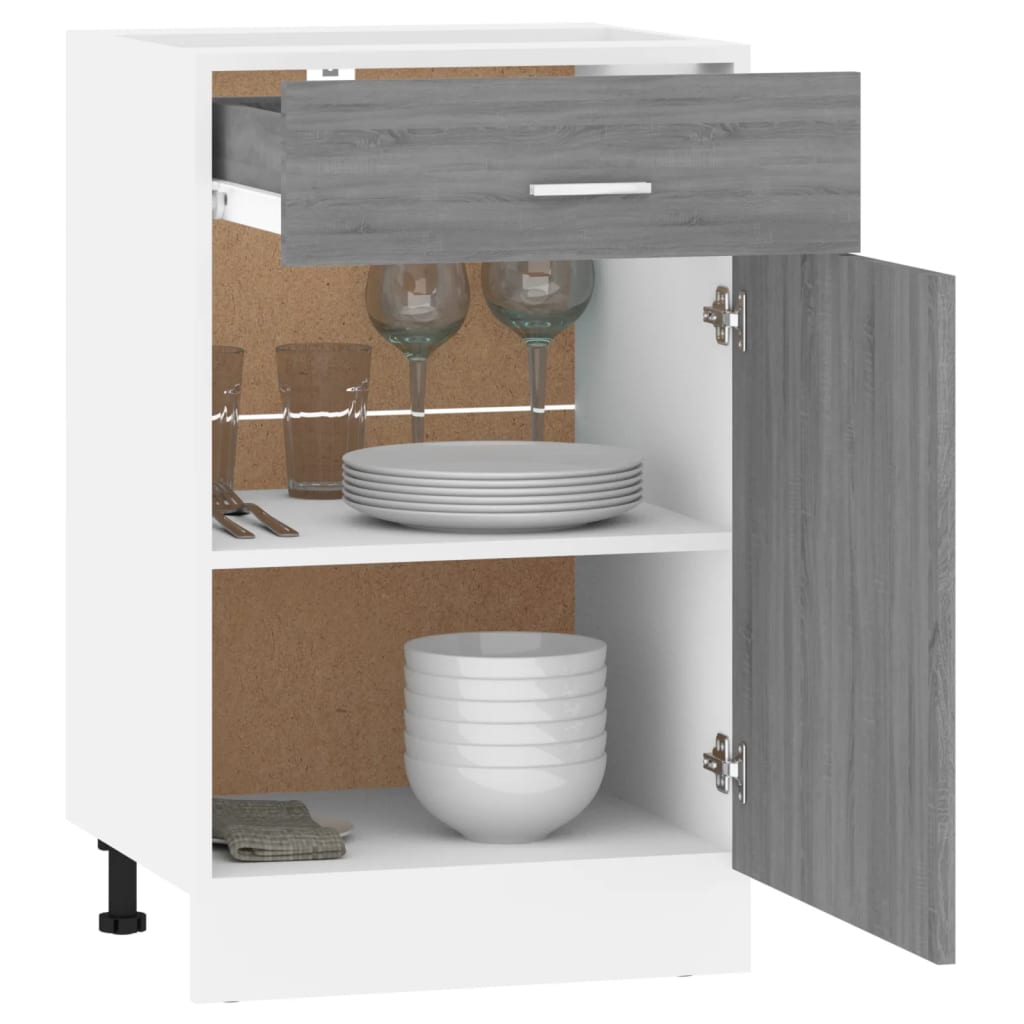 vidaXL Armario bajo cocina madera ingeniería gris Sonoma 50x46x81,5 cm