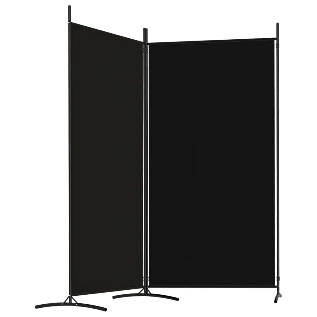 vidaXL Biombo divisor de 2 paneles de tela negro 175x180 cm