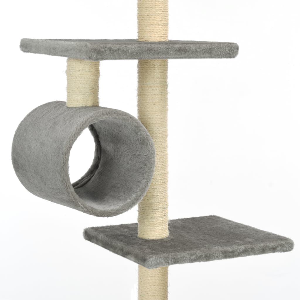 vidaXL Rascador para gatos con poste rascador de sisal 260 cm gris
