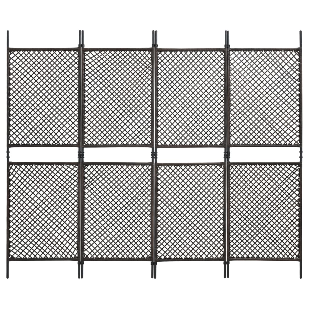 vidaXL Biombo de 4 paneles de ratán sintético marrón 240x200 cm