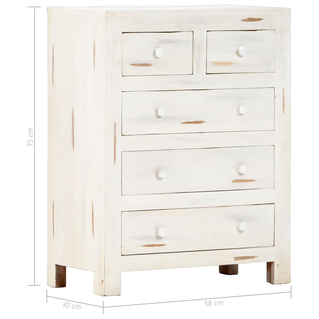vidaXL Cajonera de madera maciza de acacia blanca 58x30x75 cm