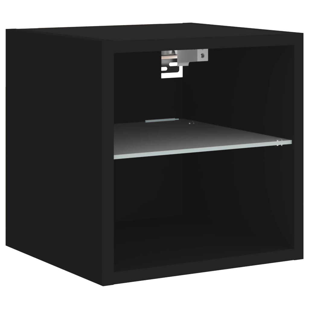 vidaXL Muebles de TV de pared con LED 8 pzas madera ingeniería negro