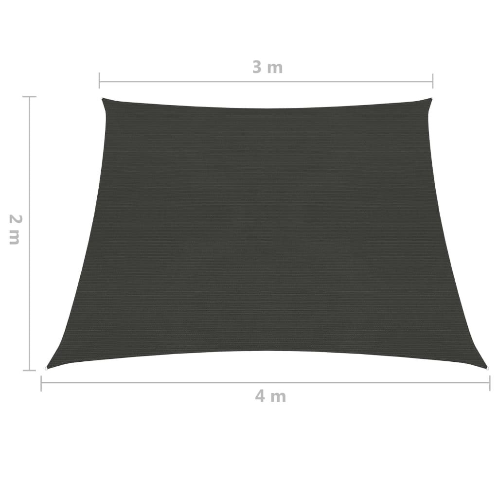 vidaXL Toldo de vela gris antracita HDPE 160 g/m² 3/4x2 m