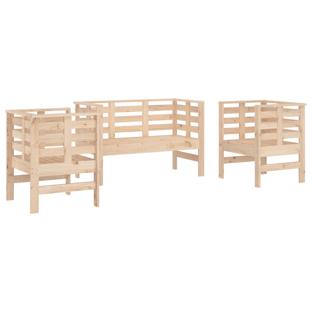 vidaXL Juego de muebles de jardín 3 piezas madera maciza de pino