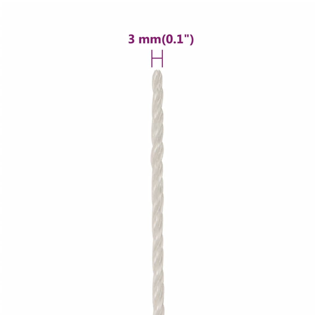 vidaXL Cuerda de trabajo polipropileno blanco 3 mm 25 m