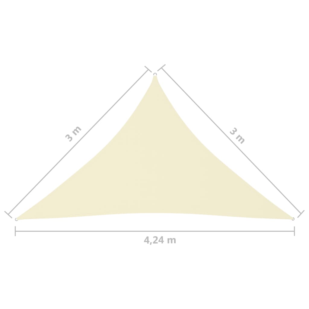 vidaXL Toldo de vela triangular tela Oxford color crema 3x3x4,24 m