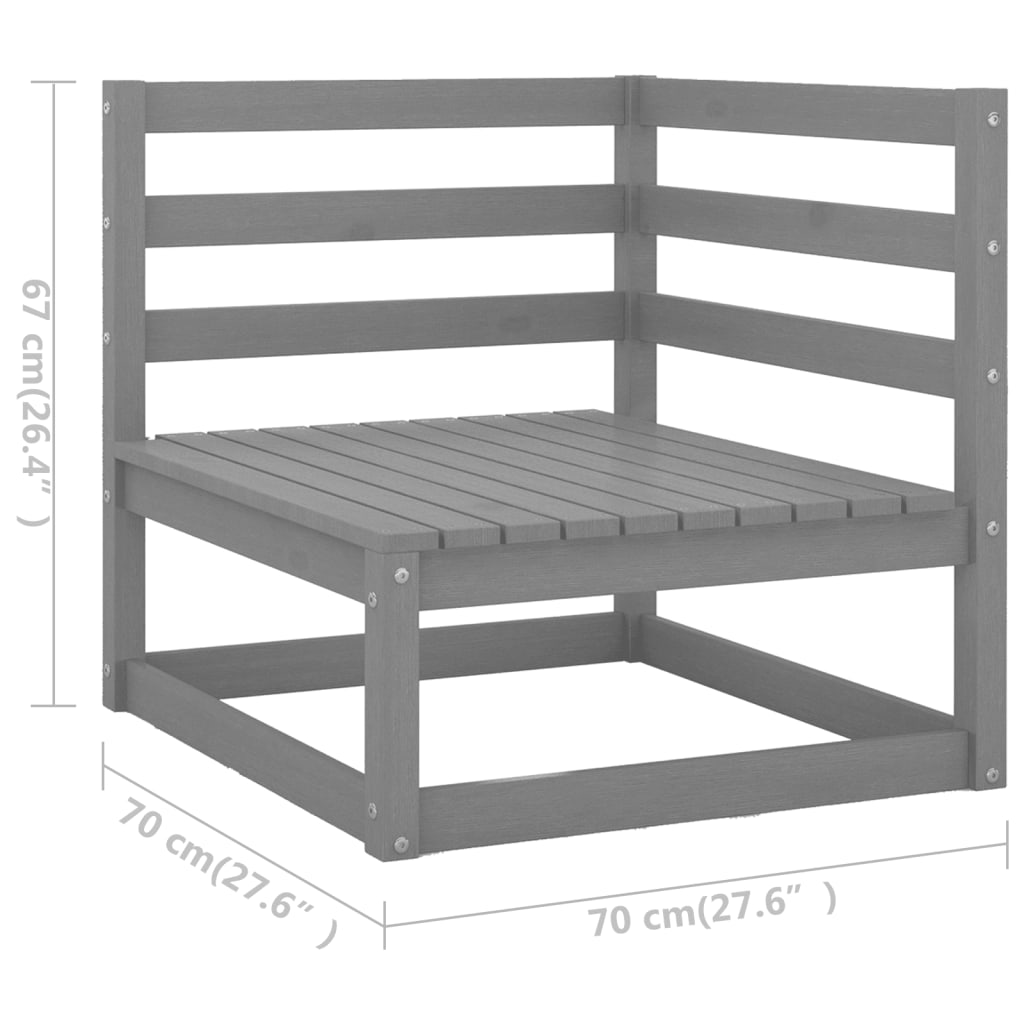 vidaXL Set de muebles de jardín 12 pzas con cojines madera pino gris