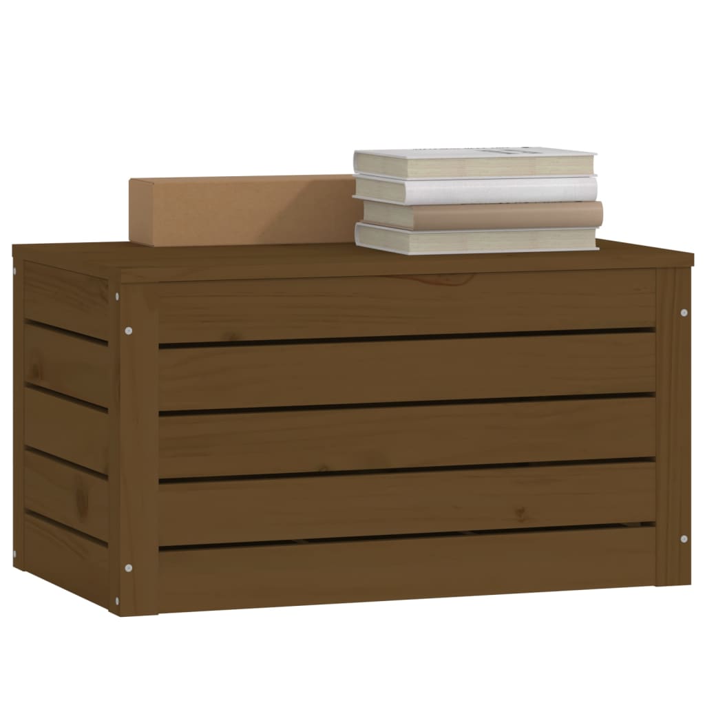 vidaXL Caja almacenaje madera maciza pino marrón miel 59,5x36,5x33 cm