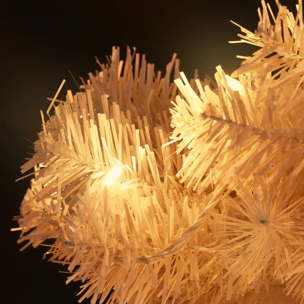 vidaXL Árbol de Navidad en espiral con luces y macetero blanco 120 cm