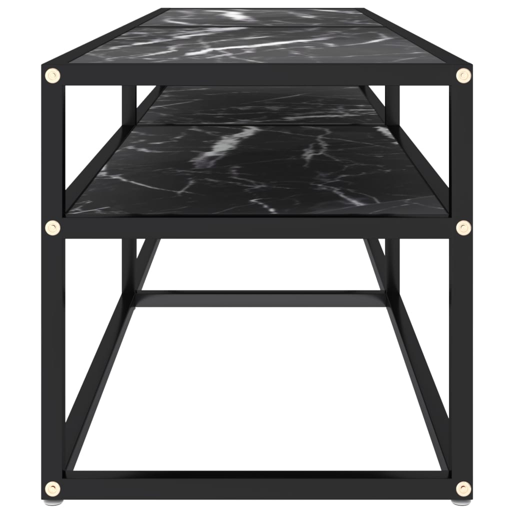 vidaXL Mueble de TV vidrio templado color mármol negro 140x40x40,5 cm