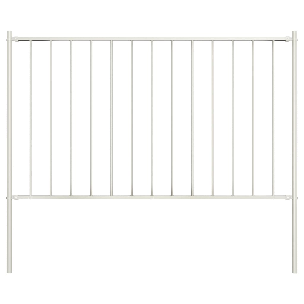 vidaXL Panel de valla y postes acero recubrimiento polvo blanco 1,7x1m