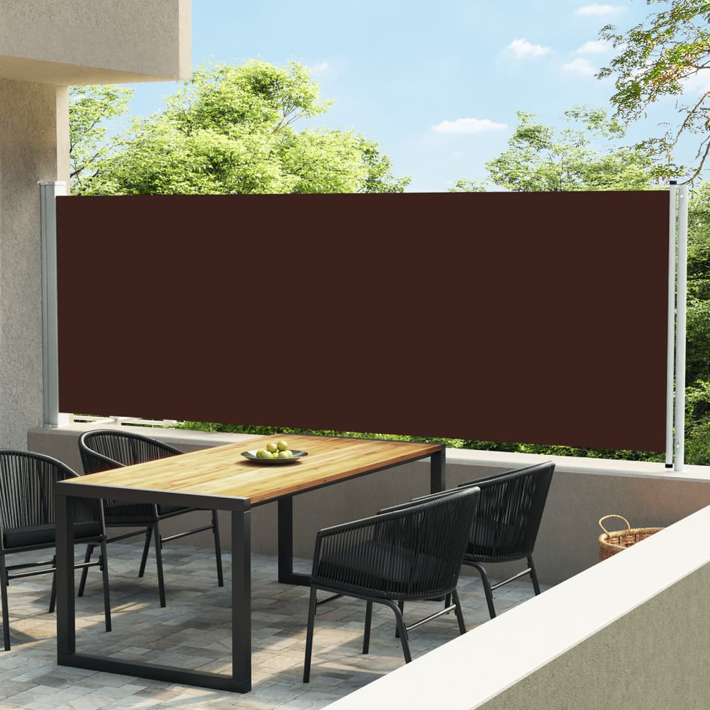 vidaXL Toldo lateral retráctil para patio marrón 600x160 cm