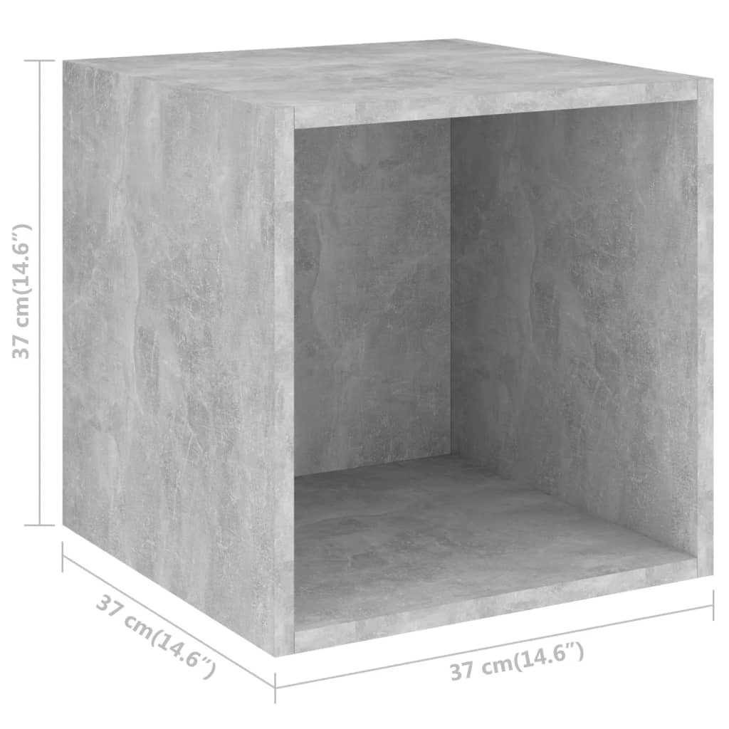 vidaXL Armario de pared 2 uds madera gris hormigón 37x37x37 cm