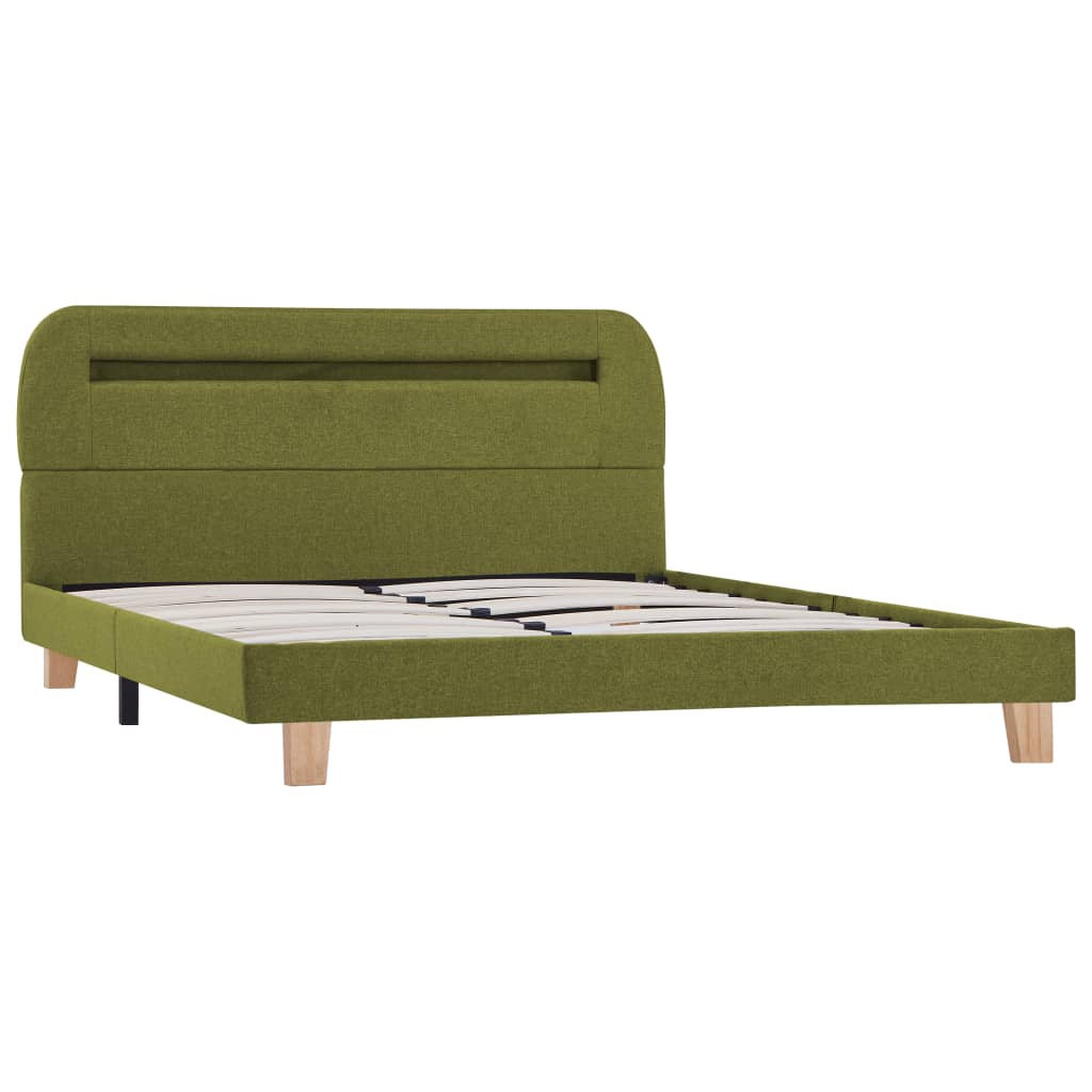 vidaXL Estructura de cama con LED tela verde 140x200 cm