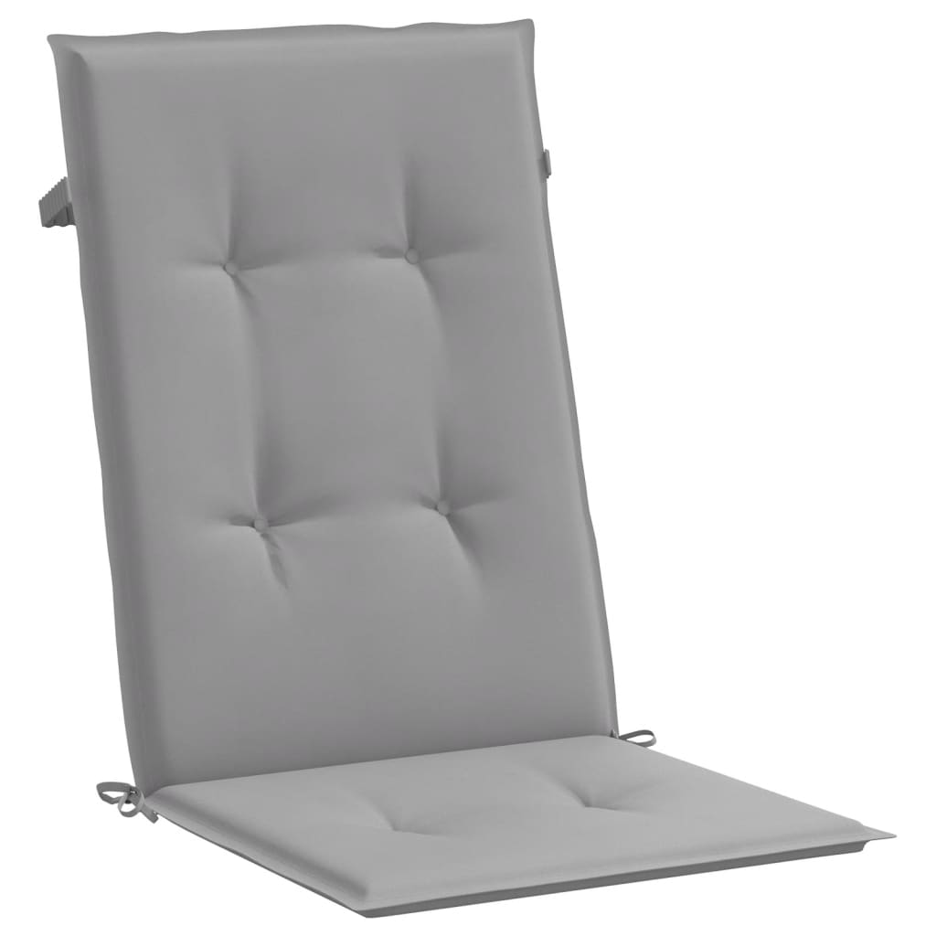 vidaXL Cojín silla de jardín respaldo alto 4 uds tela gris 120x50x3 cm
