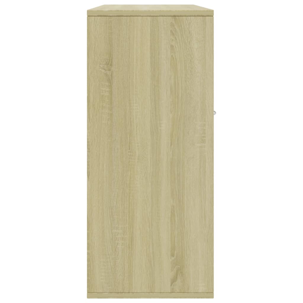 vidaXL Aparador madera contrachapada blanco y roble Sonoma 88x30x70 cm