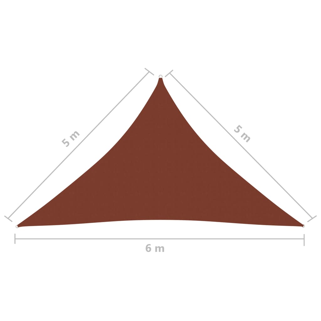 vidaXL Toldo de vela triangular tela Oxford terracota 5x5x6 m