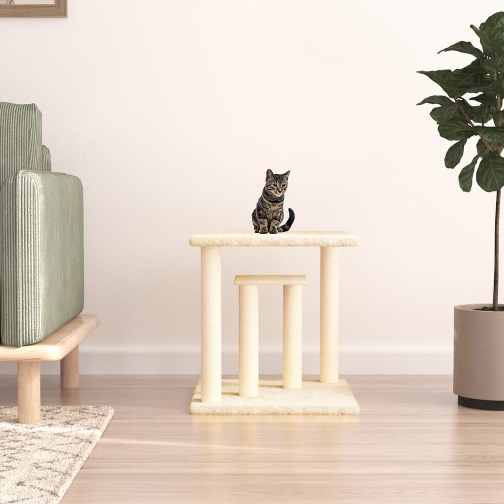 vidaXL Postes rascadores para gatos con plataformas crema 50 cm