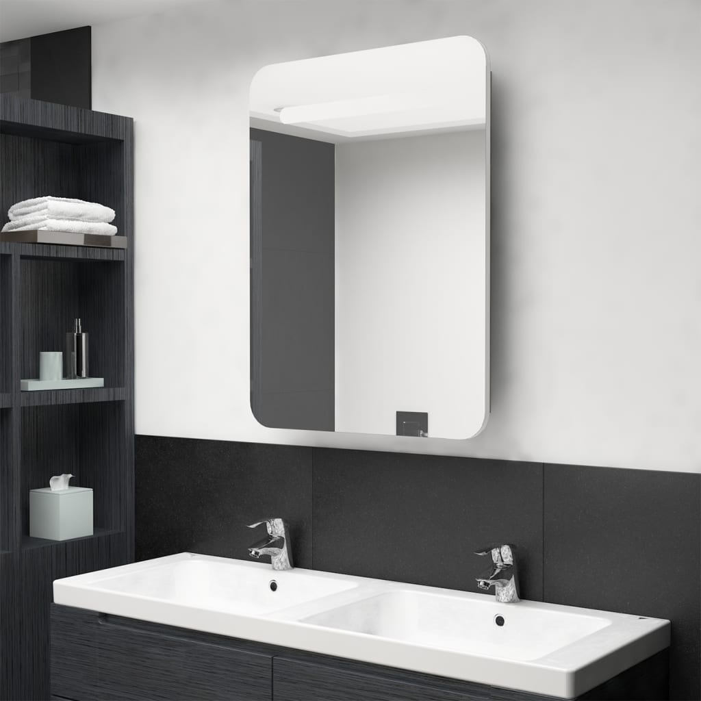 vidaXL Armario de baño con espejo LED color roble y blanco 60x11x80 cm