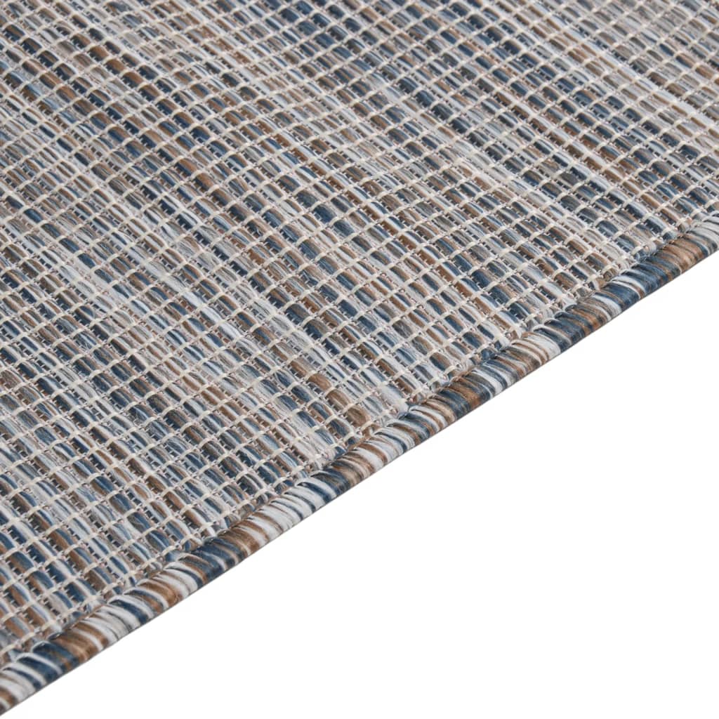 vidaXL Alfombra de exterior de tejido plano marrón y azul 200x280 cm