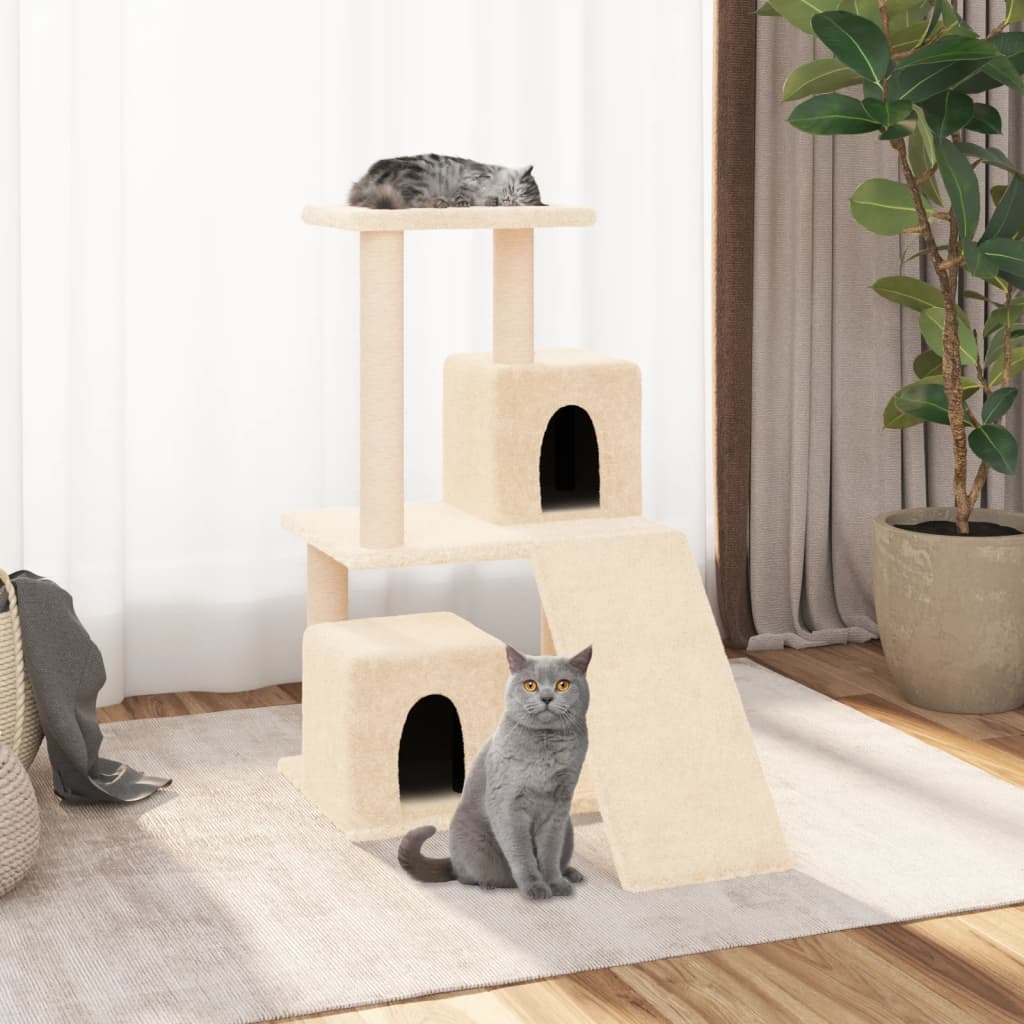 vidaXL Rascador para gatos con postes de sisal color crema 82 cm