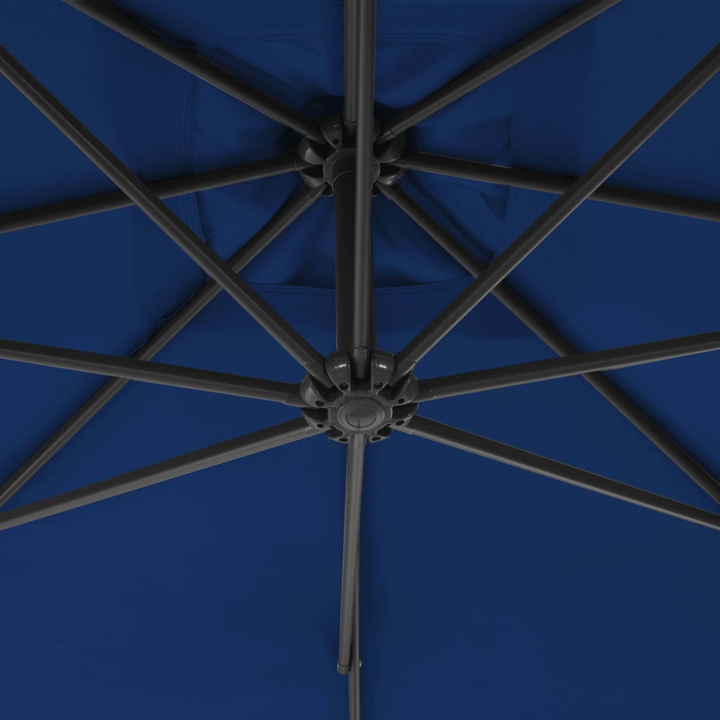 vidaXL Sombrilla voladiza con poste de acero azul celeste 300 cm