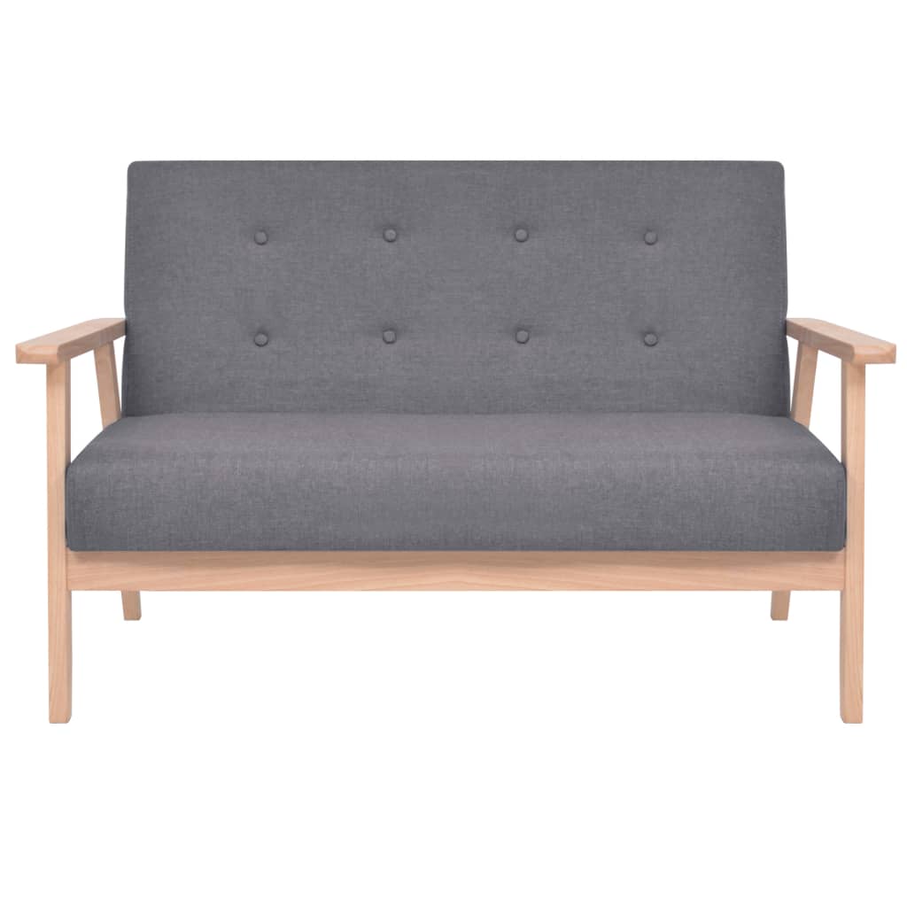 vidaXL Juego de sofás de tela de 2 piezas color gris oscuro
