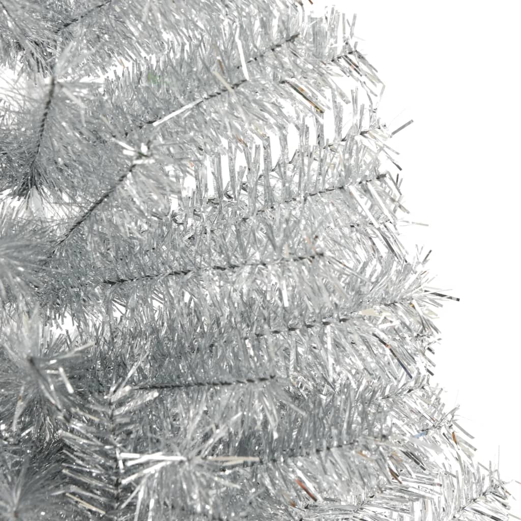 vidaXL Medio árbol de Navidad artificial con soporte PET plata 240 cm