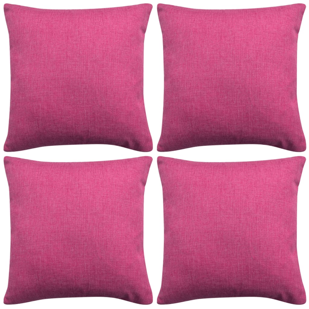 vidaXL Fundas de cojín 4 unidades apariencia de lino 50x50 cm rosa
