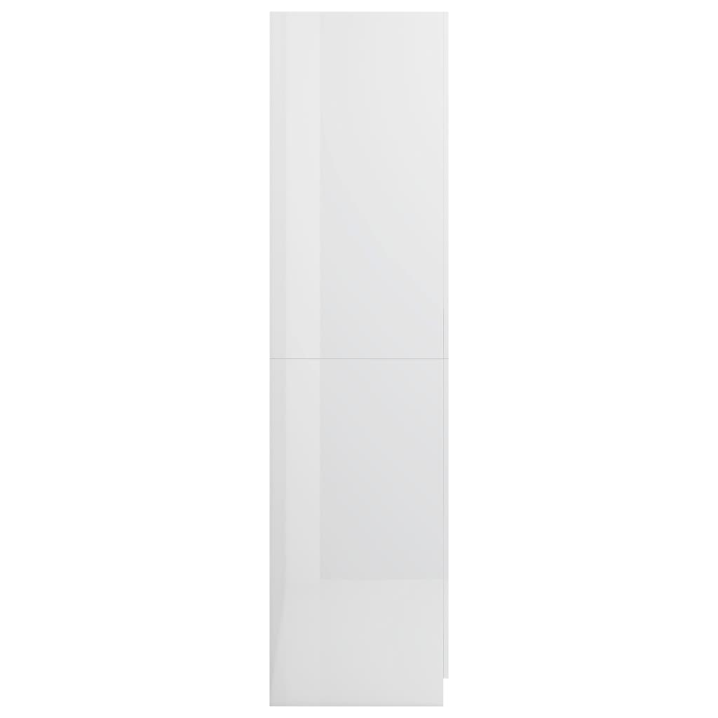vidaXL Armario de madera contrachapada blanco brillo 90x52x200 cm
