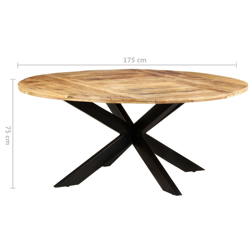 vidaXL Mesa de comedor madera de mango rugosa redonda 175x75 cm