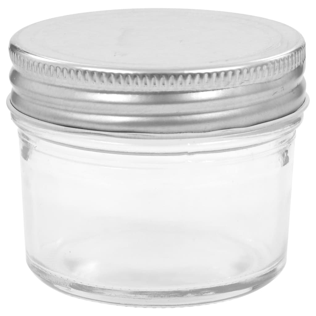 vidaXL Tarros de mermelada de vidrio tapa plateada 48 uds 110 ml