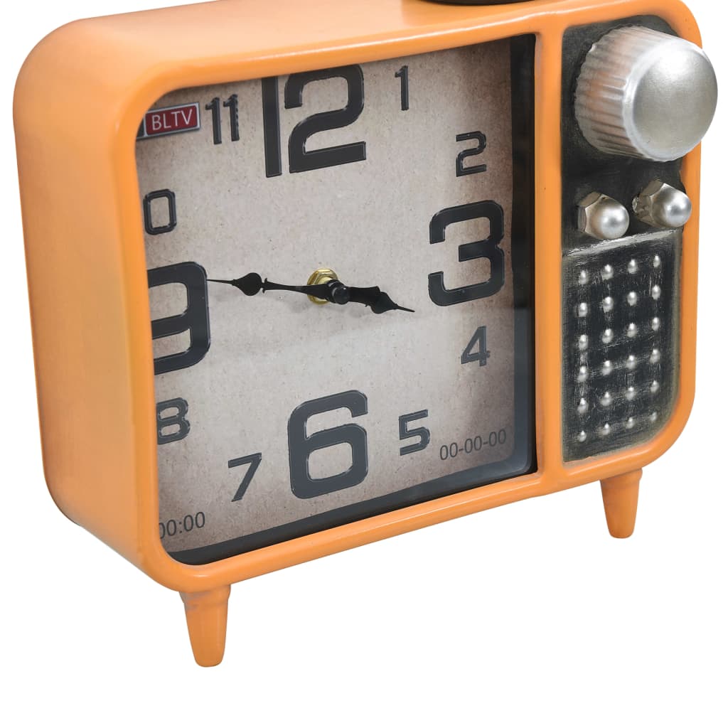 vidaXL Reloj de mesa naranja y negro hierro y MDF 25x11x48 cm