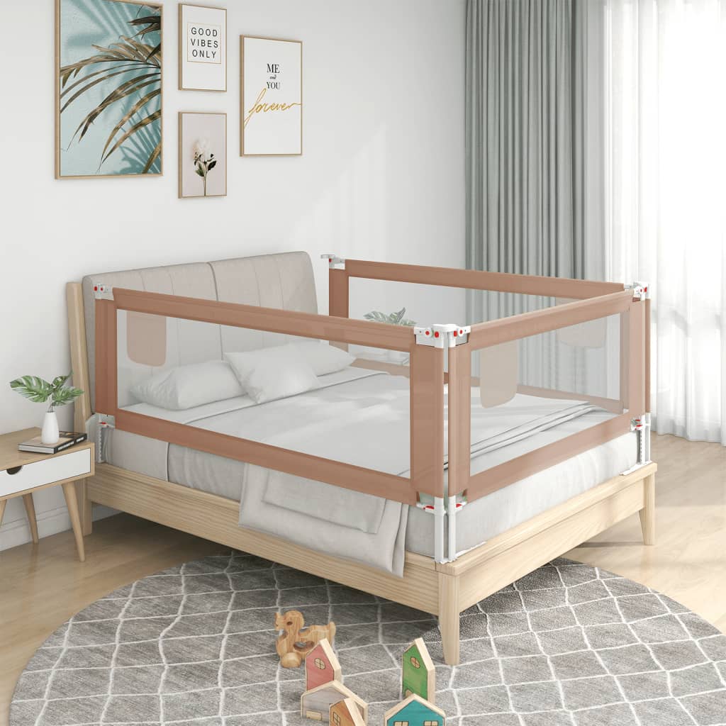 vidaXL Barandilla de seguridad cama de niño taupe tela 190x25 cm