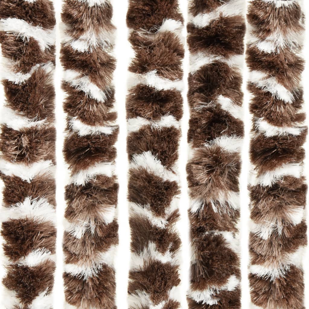 vidaXL Cortina mosquitera chenilla marrón y blanco 90x220 cm