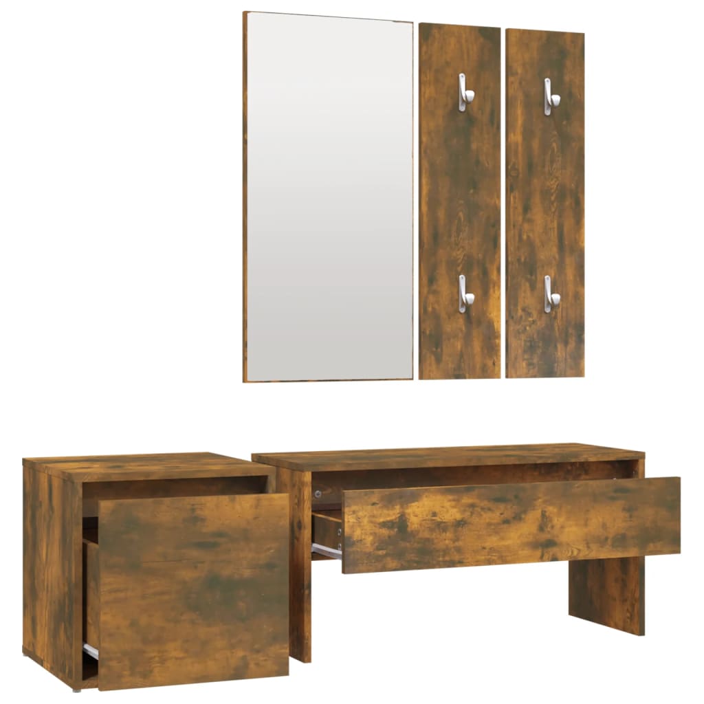 vidaXL Set de muebles de recibidor madera contrachapada roble ahumado