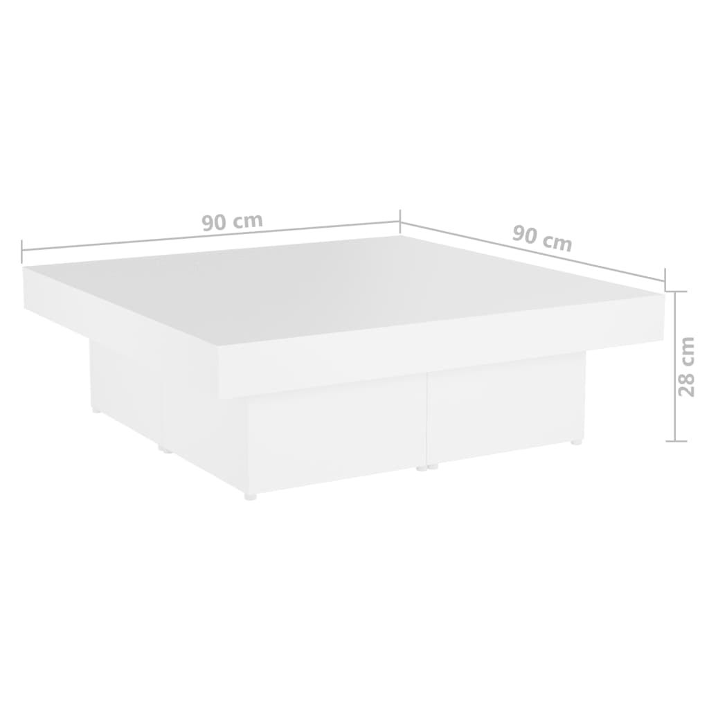 vidaXL Mesa de centro madera contrachapada blanco 90x90x28 cm