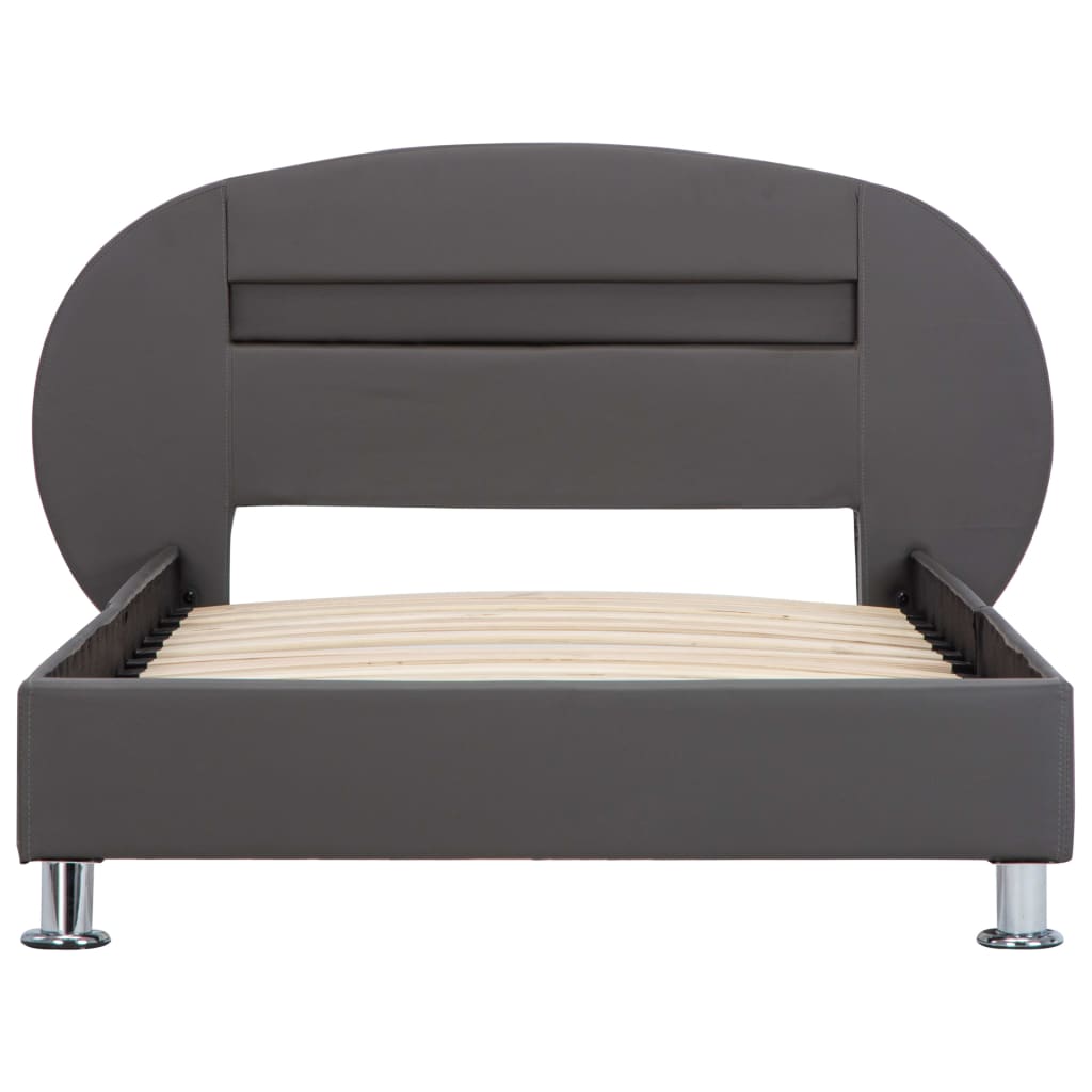 vidaXL Estructura de cama con LED cuero sintético gris 100x200 cm