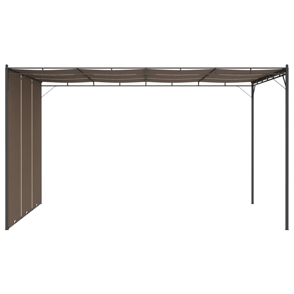 vidaXL Cenador de jardín con cortina lateral gris taupe 4x3x2,25 m