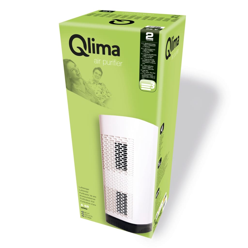 Qlima Purificador de aire con filtro HEPA A68 blanco 50 W