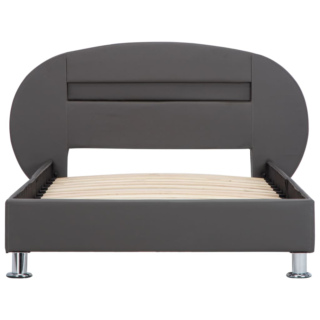 vidaXL Estructura de cama con LED de cuero sintético gris 90x200 cm