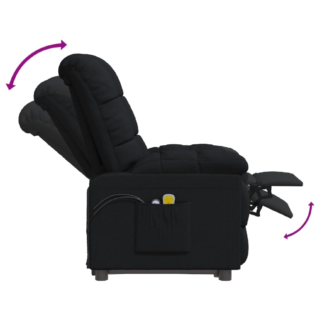 vidaXL Sillón de masaje eléctrico y reclinable tela negro