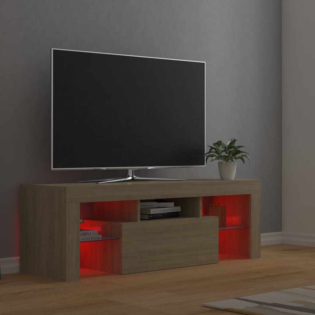 vidaXL Mueble de TV con luces LED roble Sonoma 120x35x40 cm