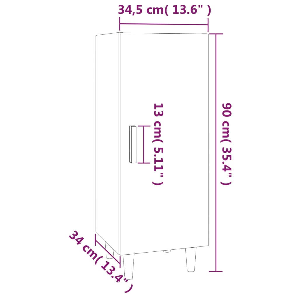 vidaXL Aparador de madera contrachapada blanco 34,5x34x90 cm