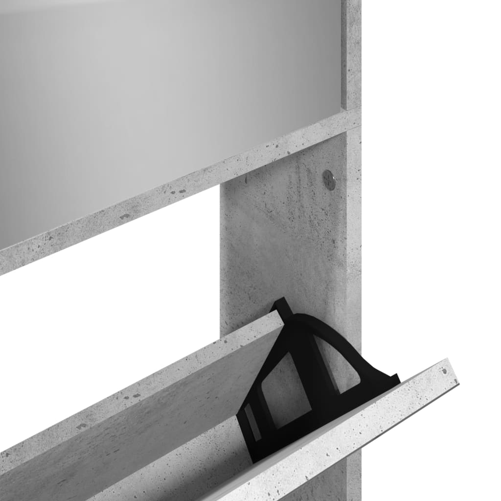 vidaXL Mueble zapatero con espejo 4 niveles gris hormigón 63x17x134 cm