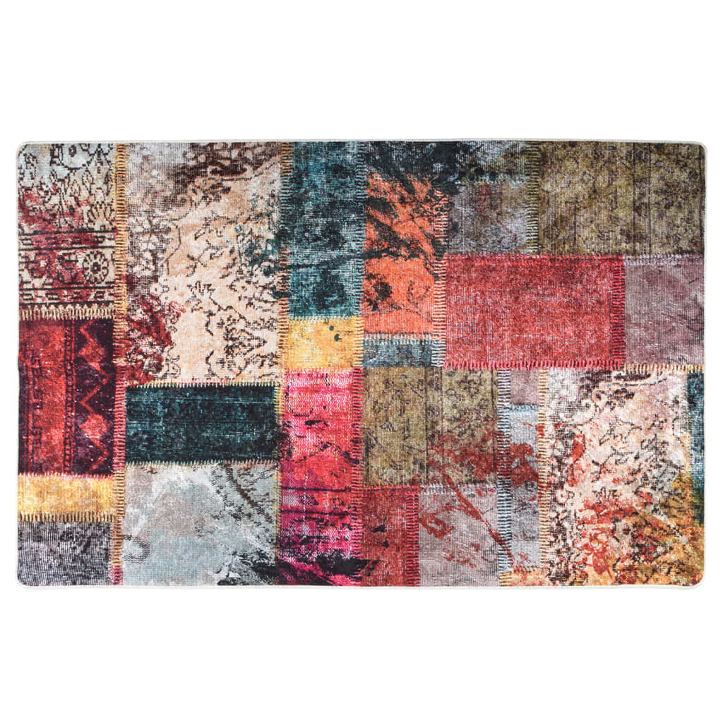 vidaXL Alfombra lavable patchwork antideslizante multicolor 80x150 cm