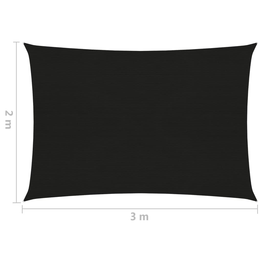 vidaXL Toldo de vela HDPE negro 160 g/m² 2x3 m