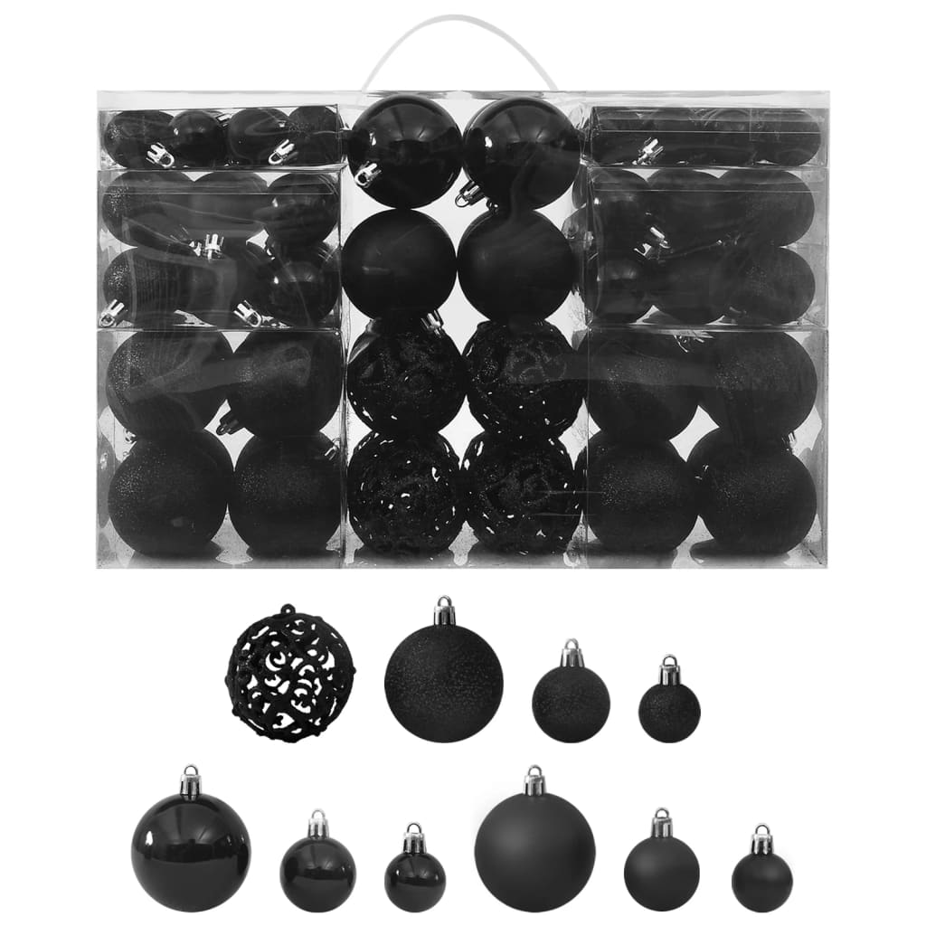 vidaXL Juego de bolas de Navidad 100 piezas negro