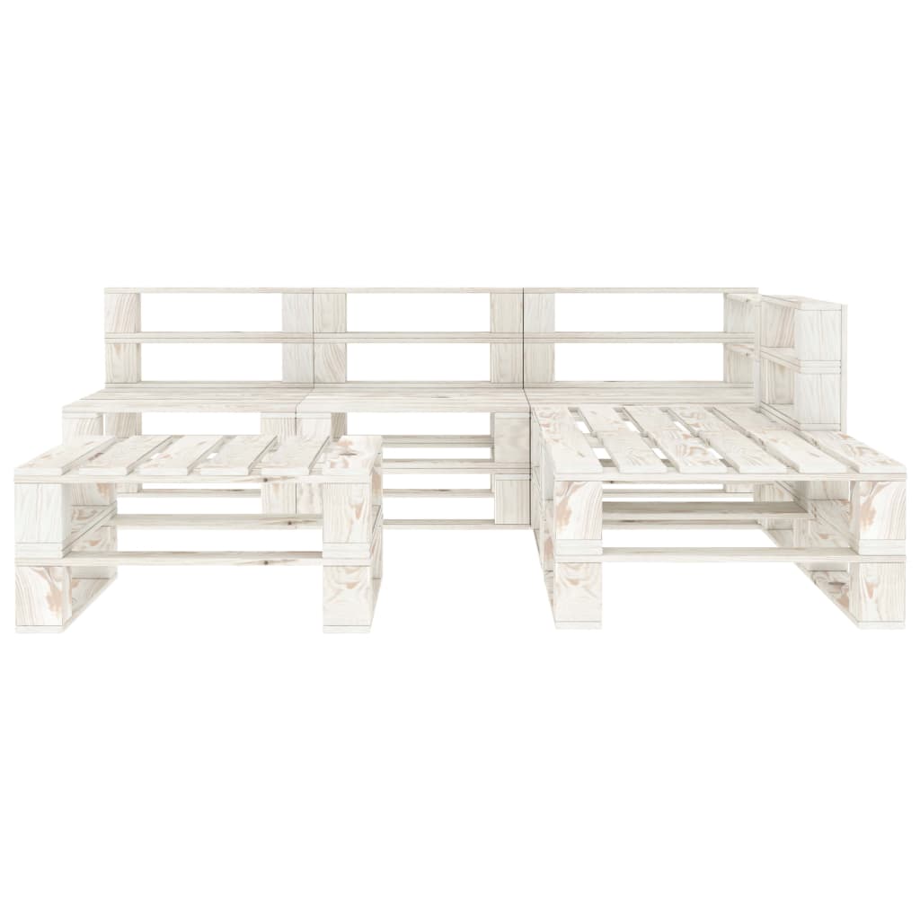 vidaXL Juego de muebles de palets para jardín 6 piezas madera blanco