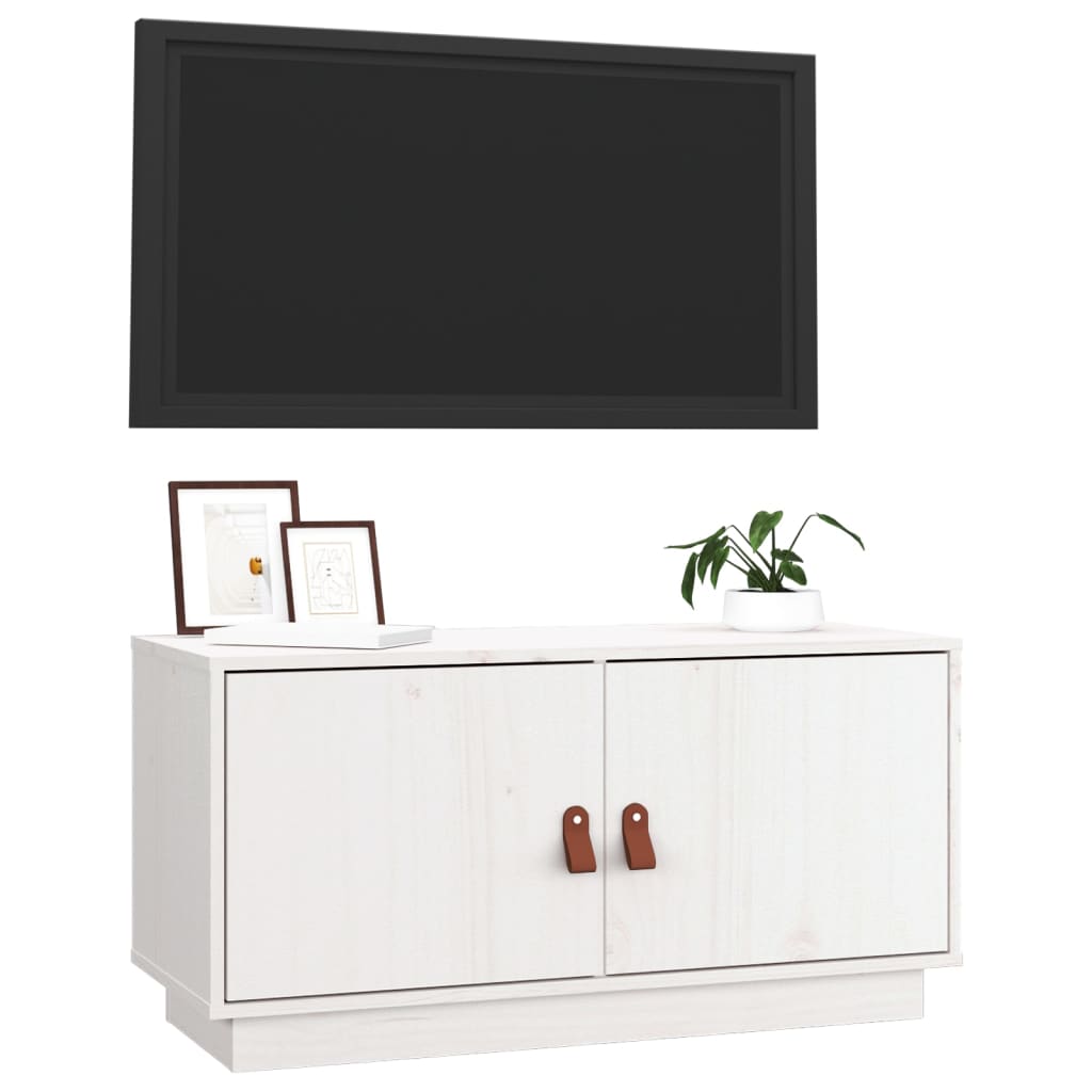vidaXL Mueble de TV de madera maciza de pino blanco 80x34x40 cm